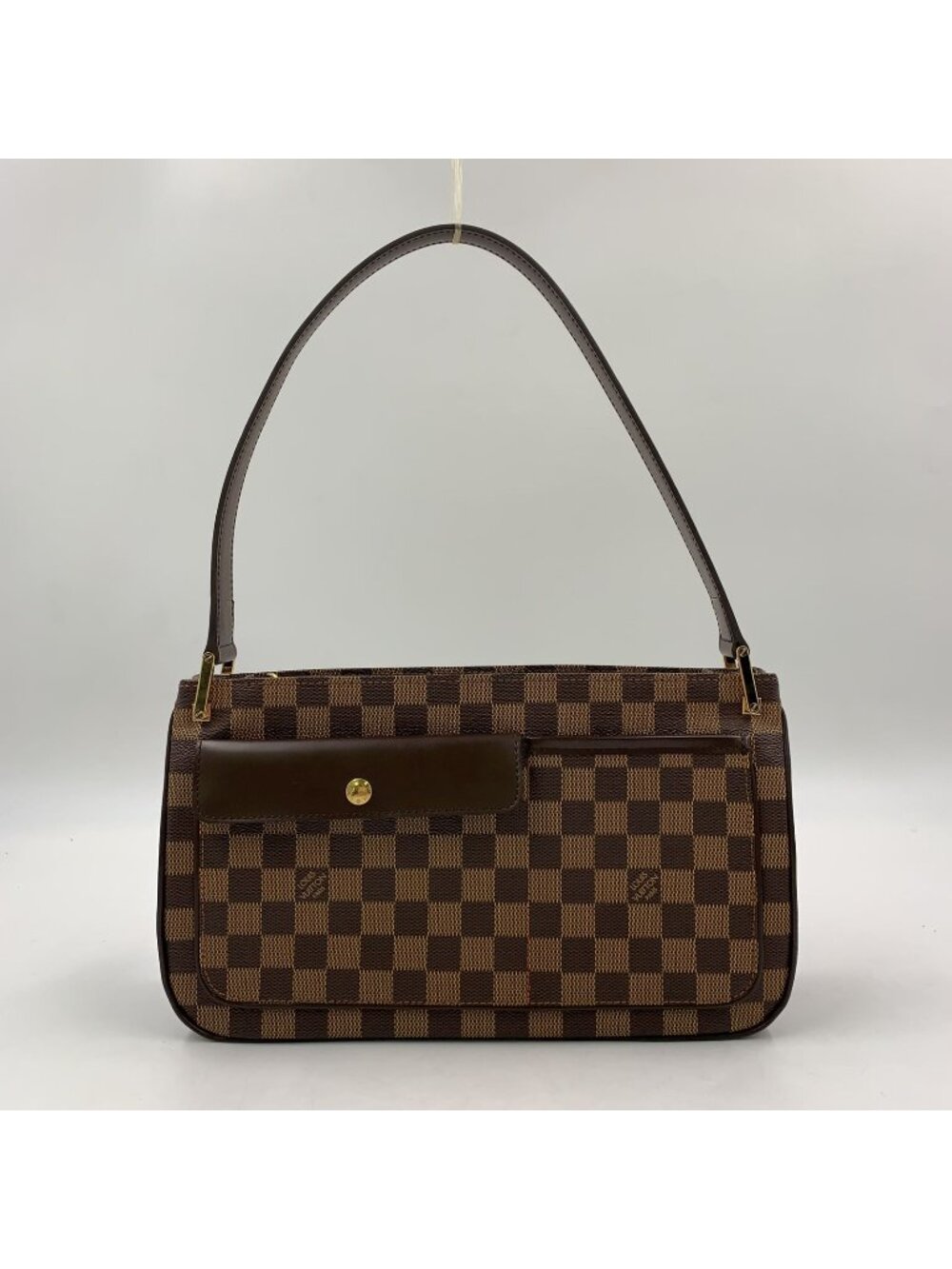 Louis Vuitton Damier Ebene Brown Shoulder Bag Gold